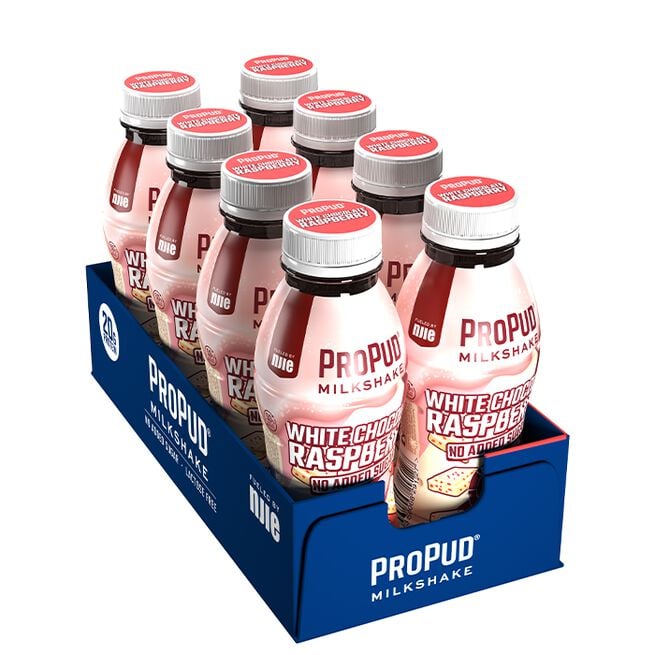 8 x ProPud Protein Milkshake, 330 ml. Finnes i flere varianter! White Chocolate Raspberry